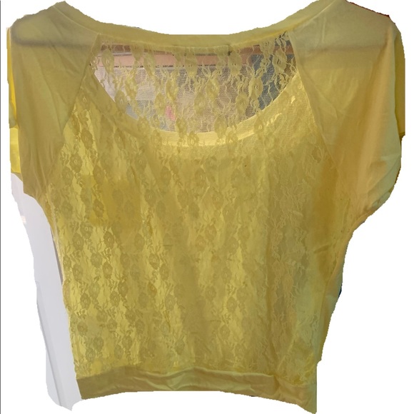 Yellow Lace back top tee t shirt t-shirt tshirt sexy ready for summer size S , M - Picture 2 of 2